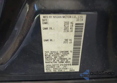 2015 Nissan Altima 2.5 S from USA, damaged, VIN 1N4AL3AP7FC203098